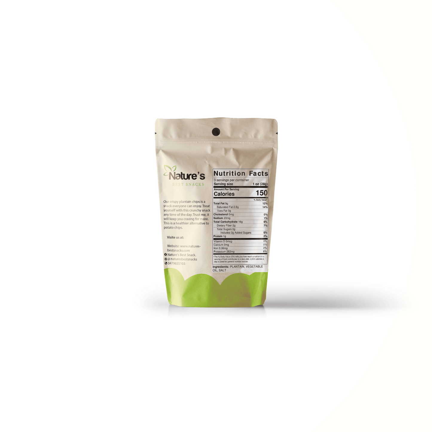 Green Plantain Chips (Lightly Salted) (3 oz) Pack of 6